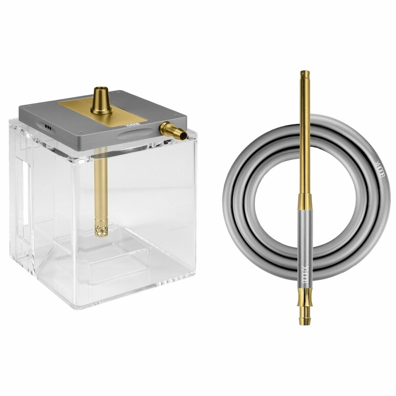 Hookah Hoob - Atom (Gray / Gold components / Transparent Flask) Hookah Hoob - Atom (Gray / Gold components / Transparent Flask)