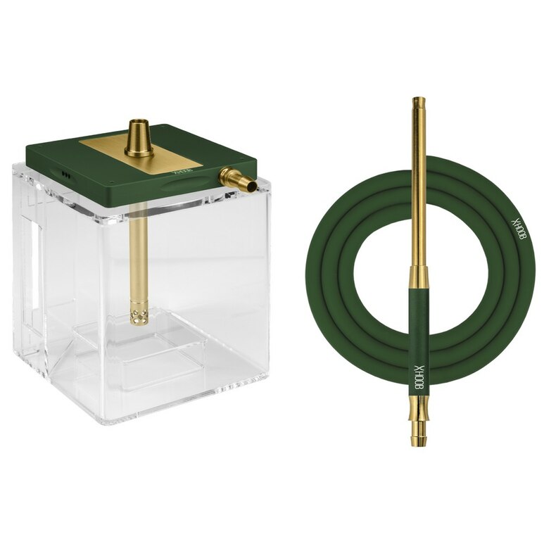 Hookah Hoob - Atom (Green / Gold components / Transparent Flask) Hookah Hoob - Atom (Green / Gold components / Transparent Flask)