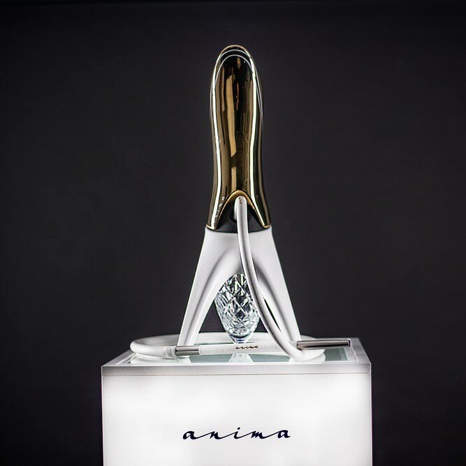 Hookah Anima Premium GOLD, white stand leather hose white/gold set 4