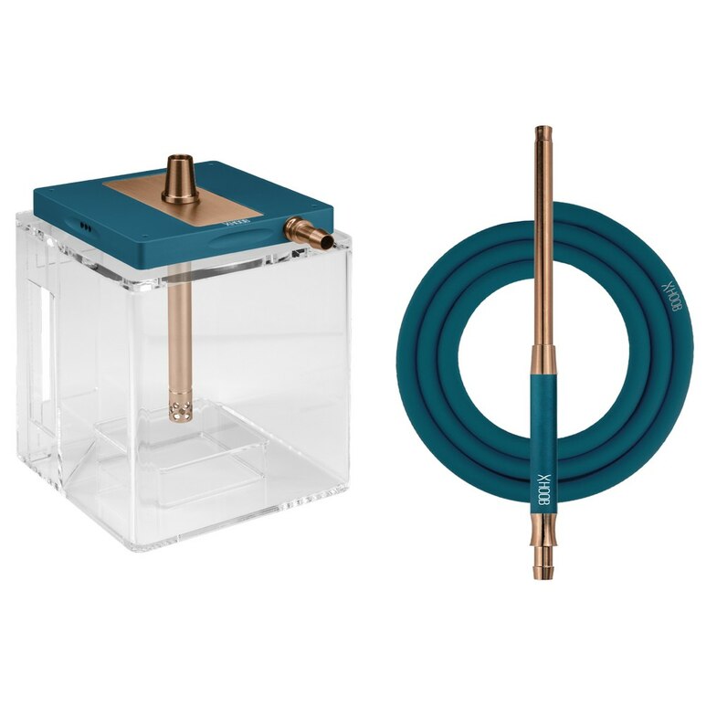 Hookah Hoob - Atom (Blue / Bronze components / Transparent Flask)