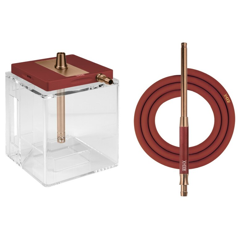 Hookah Hoob - Atom (Red / Bronze components / Transparent Flask)