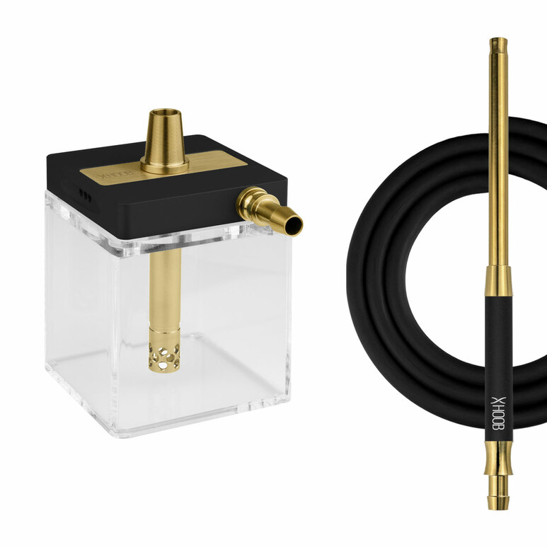 Hookah Hoob - subAtom (Black / Gold components / Transparent Flask)