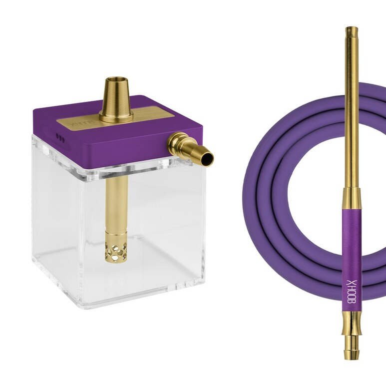 Hookah Hoob - subAtom (Purple / Gold components / Transparent Flask)