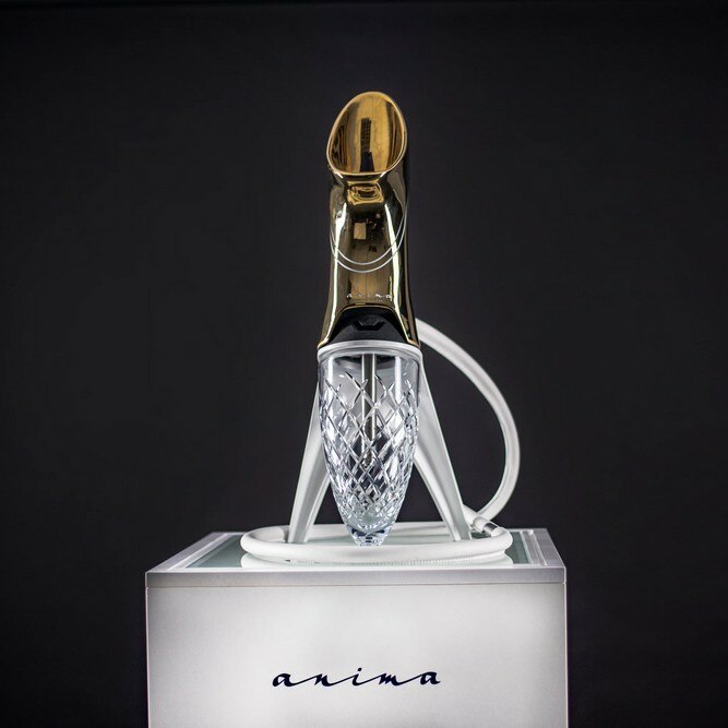 Hookah Anima Premium GOLD, white stand leather hose white/gold set