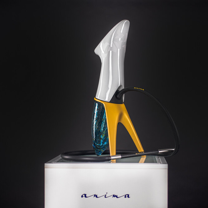 Hookah Anima Premium WHITE, gold stand leather hose black/gold set