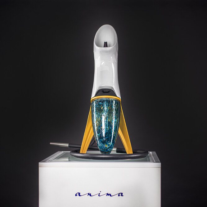 Hookah Anima Premium WHITE, gold stand leather hose black/gold set