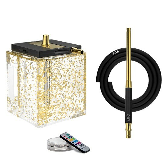 Hookah Hoob - Atom (Black / Gold components / Transparent Flask)