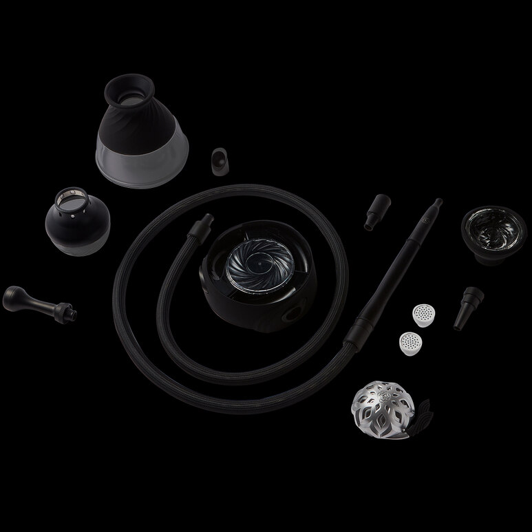 Hookah Kaloud - Krysalis Calix (Full Set In Black With Lotus v.3) KKCLXBLB-02-L3