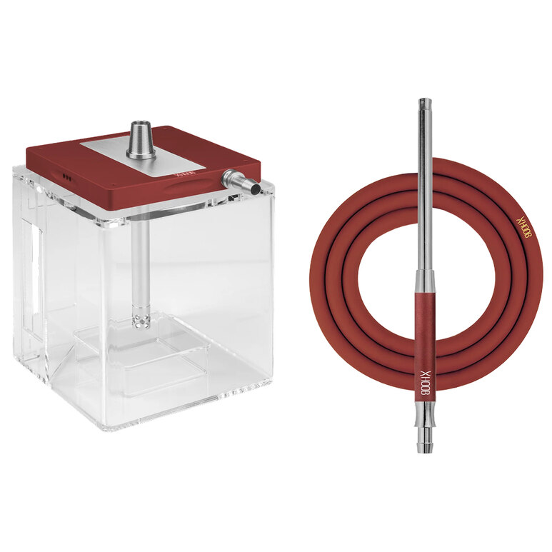 Hookah Hoob - Atom (Red / SS components / Transparent Flask)
