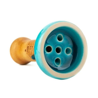 Shisha Bowl / Head Oblako Black Glaze Top (Light Blue With Crackle)