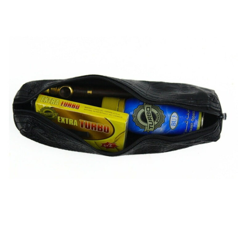 Shisha Pipe Bag Leather - Camel Morabba (Black)